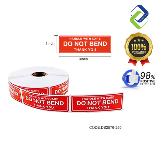 1" x 3" Warning Labels: Do Not Bend, Handle With Care (250pcs) 1" x 3" Warning Labels: Do Not Bend, Handle With Care (250pcs)