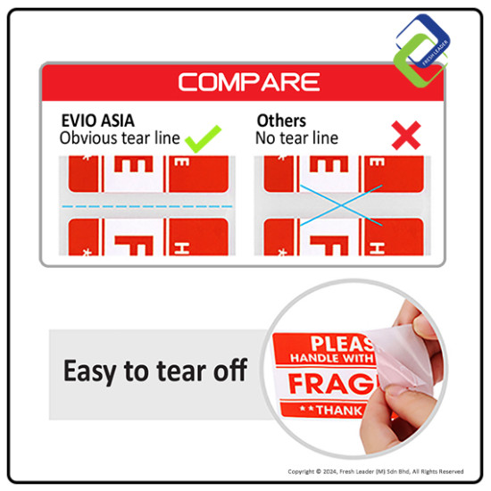 Fragile Warning Label Sticker 3" x 5" (250pcs)
