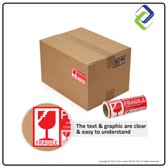 Fragile Warning Label Sticker 3" x 5" (250pcs)