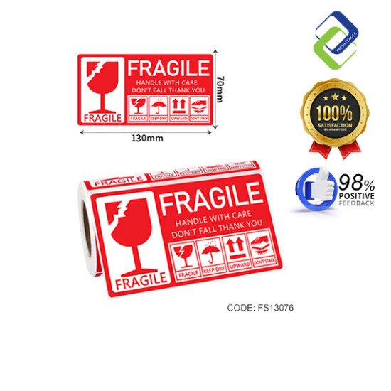 Fragile Warning Label Sticker 3" x 5" (250pcs)