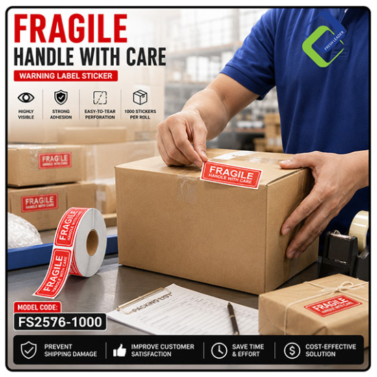 1" x 3" Fragile Warning Label Stickers (1000pcs) - High Quality & Durable