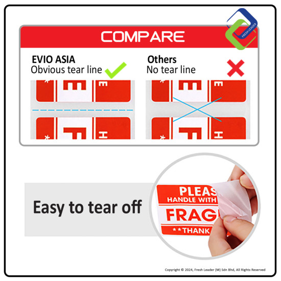 Fragile Sticker Warning Label Handle With Care Sicker 1" x 3" (250pcs)