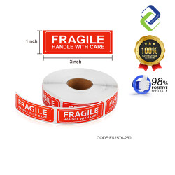 Fragile Sticker Warning Label Handle With Care Sicker 1" x 3" (250pcs)