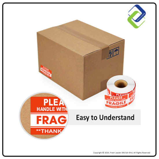 Fragile Warning Label Stickers 2" x 3" (500pcs) for Safe Shipping