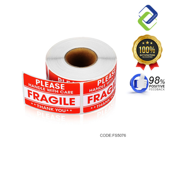 Fragile Warning Label Stickers 2" x 3" (500pcs) for Safe Shipping