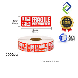 Fragile Handle With Care Sticker 1" x 3" (1000pcs)