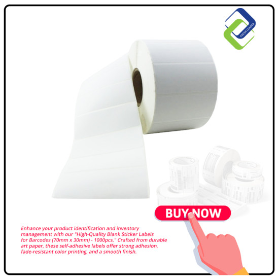 High-Quality Blank Sticker Labels for Barcodes (70mm x 30mm) - 1000pcs High-Quality Blank Sticker Labels for Barcodes (70mm x 30mm) - 1000pcs
