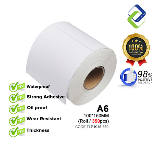 Premium 100mm x 150mm Thermal Label Sticker Roll - Pack of 350