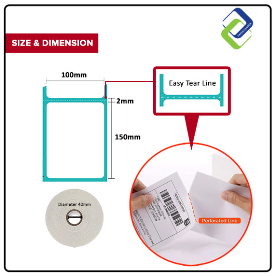 Premium 100mm x 150mm Thermal Label Sticker Roll - Pack of 350