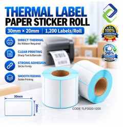 Thermal Label Paper Roll 30mm x 20mm – 1,200 Labels