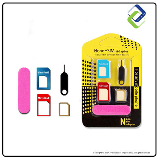 Versatile SIM Card Solutions: 5 in 1 Adapter with Eject Pin for Standard/Nano/Micro Versatile SIM Card Solutions: 5 in 1 Adapter with Eject Pin for Standard/Nano/Micro