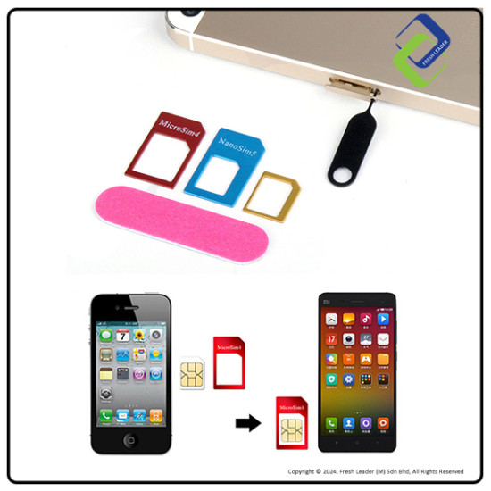 Versatile SIM Card Solutions: 5 in 1 Adapter with Eject Pin for Standard/Nano/Micro Versatile SIM Card Solutions: 5 in 1 Adapter with Eject Pin for Standard/Nano/Micro
