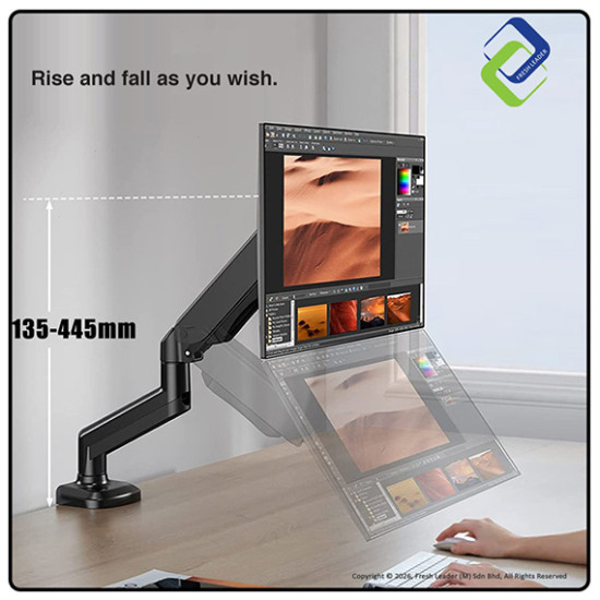 SpaceSaver Gas Spring Monitor Arm for 13–32 Inch Screens – Fully Adjustable Desk Mount