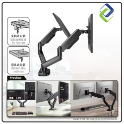 Dual Monitor Gas Spring Arm Mount 17–32 Inch | Heavy Duty Adjustable Desk Monitor Stand (2–10kg)