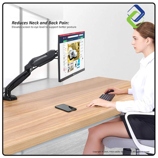Single Monitor Mount with Gas Spring – Fully Adjustable Desk Arm for 17–30" Screens