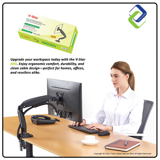 Single Monitor Mount with Gas Spring – Fully Adjustable Desk Arm for 17–30" Screens