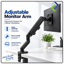 Single Monitor Mount with Gas Spring – Fully Adjustable Desk Arm for 17–30" Screens