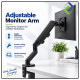 Single Monitor Mount with Gas Spring – Fully Adjustable Desk Arm for 17–30" Screens