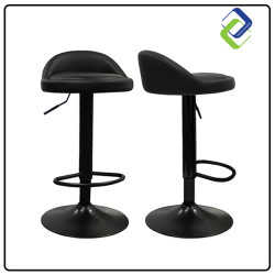 Modern PU Leather Bar Stool with Footrest |Black