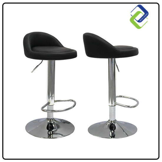 Modern PU Leather Bar Stool with Footrest | Silver Modern PU Leather Bar Stool with Footrest | Silver