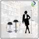 Modern PU Leather Bar Stool with Footrest | Silver Modern PU Leather Bar Stool with Footrest | Silver