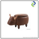 Kids' Cartoon Cow Footrest Stool with Storage - Solid Wood Design
