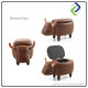 Kids' Cartoon Cow Footrest Stool with Storage - Solid Wood Design