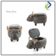 Kids' Cartoon Cow Footrest Stool with Storage - Solid Wood Design