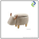 Kids' Cartoon Cow Footrest Stool with Storage - Solid Wood Design