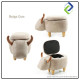 Kids' Cartoon Cow Footrest Stool with Storage - Solid Wood Design