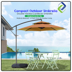 Large 2.7m Outdoor Patio Umbrella with Heavy 65kg Base – Durable Steel Frame for Garden, Balcony & Café Shade
