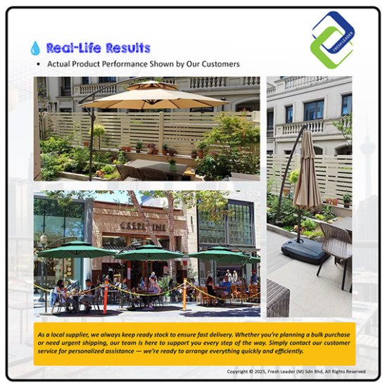 Large 2.7m Outdoor Patio Umbrella with Heavy 65kg Base – Durable Steel Frame for Garden, Balcony & Café Shade