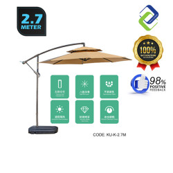 Large 2.7m Outdoor Patio Umbrella with Heavy 65kg Base – Durable Steel Frame for Garden, Balcony & Café Shade
