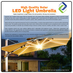 Romantic Solar LED Patio Umbrella 3m – Premium Outdoor Garden Shade for Balcony, Café, or Backyard