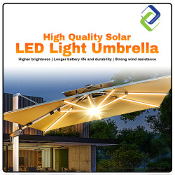 Luxury Romance Patio Umbrella with Solar LED Lighting - 3m x 3m