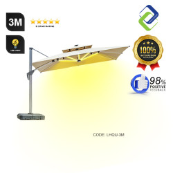 Luxury Romance Patio Umbrella with Solar LED Lighting - 3m x 3m