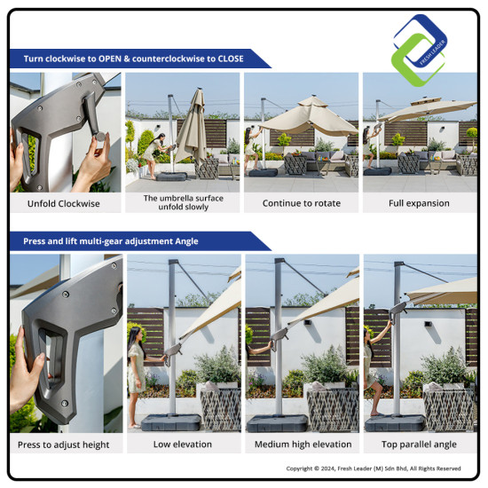 Premium 2.5m Roman Umbrella with 165kg Water Tank Base Premium 2.5m Roman Umbrella with 165kg Water Tank Base
