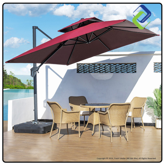 Standard 2.5m Outdoor Roman Umbrella + 165kg Water Tank Base