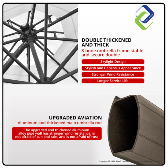 Standard 2.5m Outdoor Roman Umbrella + 165kg Water Tank Base