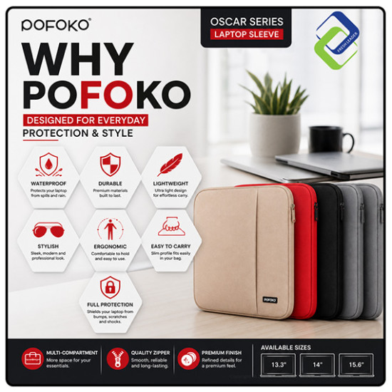 POFOKO Oscar Laptop Sleeve 13–15.6 Inch Shockproof Case