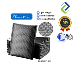 Black Bubble Wrap Envelope 13x22cm – Secure Self-Adhesive Mailing Bag for Safe Packaging