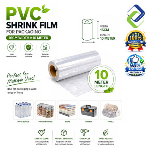 PVC Shrink Film for Packaging 16cm Width x 10m