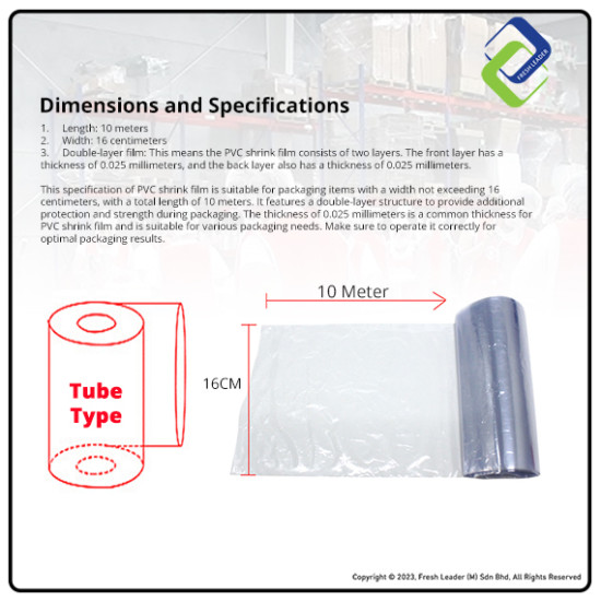 PVC Shrink Film for Packaging 16cm Width x 10m