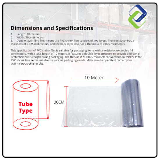 PVC Shrink Film for Packaging 30cm Width x 10m