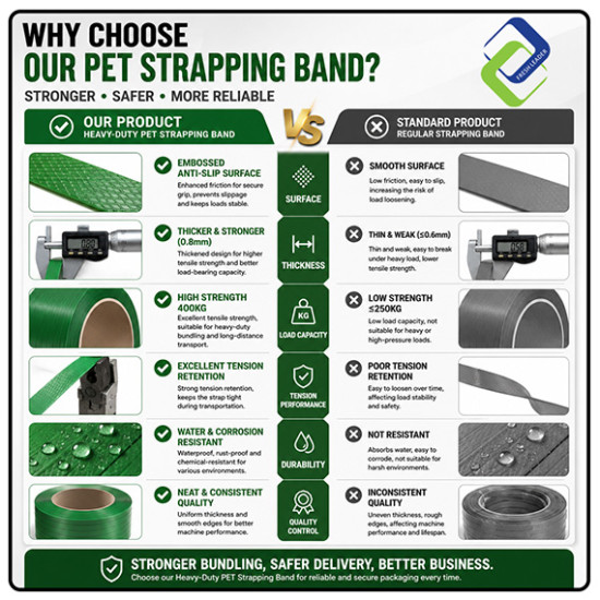Heavy-Duty PET Polyester Strapping Band 16mm x 0.8mm | 400kg Strength