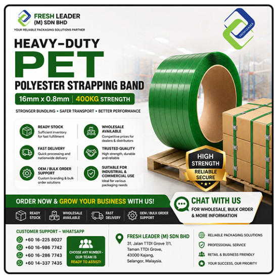 Heavy-Duty PET Polyester Strapping Band 16mm x 0.8mm | 400kg Strength