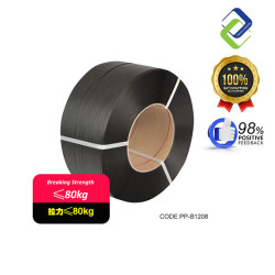 Durable 12mm × 0.8mm × 1580m Black PP Strapping – Industrial Plastic Band, 80kg Load Capacity