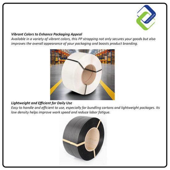 Durable 12mm × 0.8mm × 1580m Black PP Strapping – Industrial Plastic Band, 80kg Load Capacity