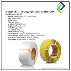 White PP Strapping Band 12mm x 0.7mm x 1800m – Eco-Friendly Packaging Strap for Cartons & Logistics