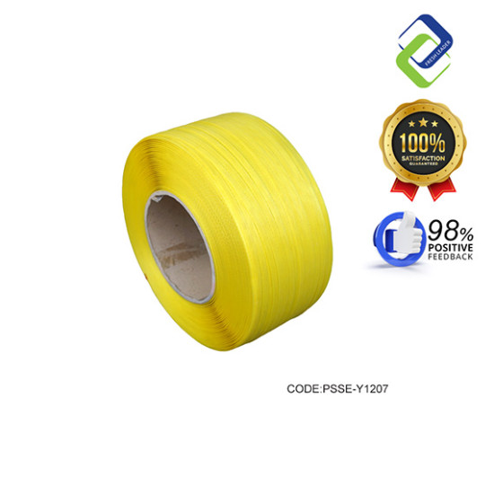 Yellow PP Strapping Band 12mm x 0.7mm x 1800m – Eco-Friendly Packaging Strap for Cartons & Logistics